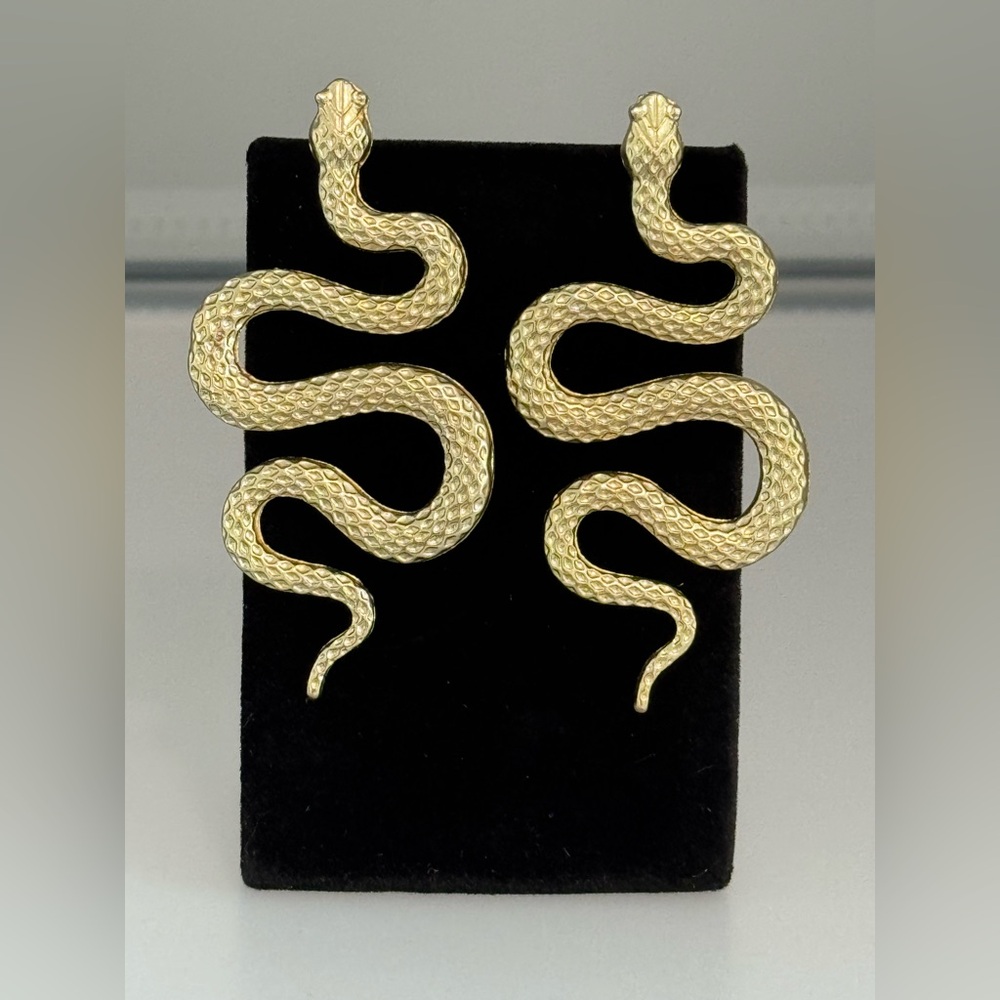 Gold Snake Reptile Earrings